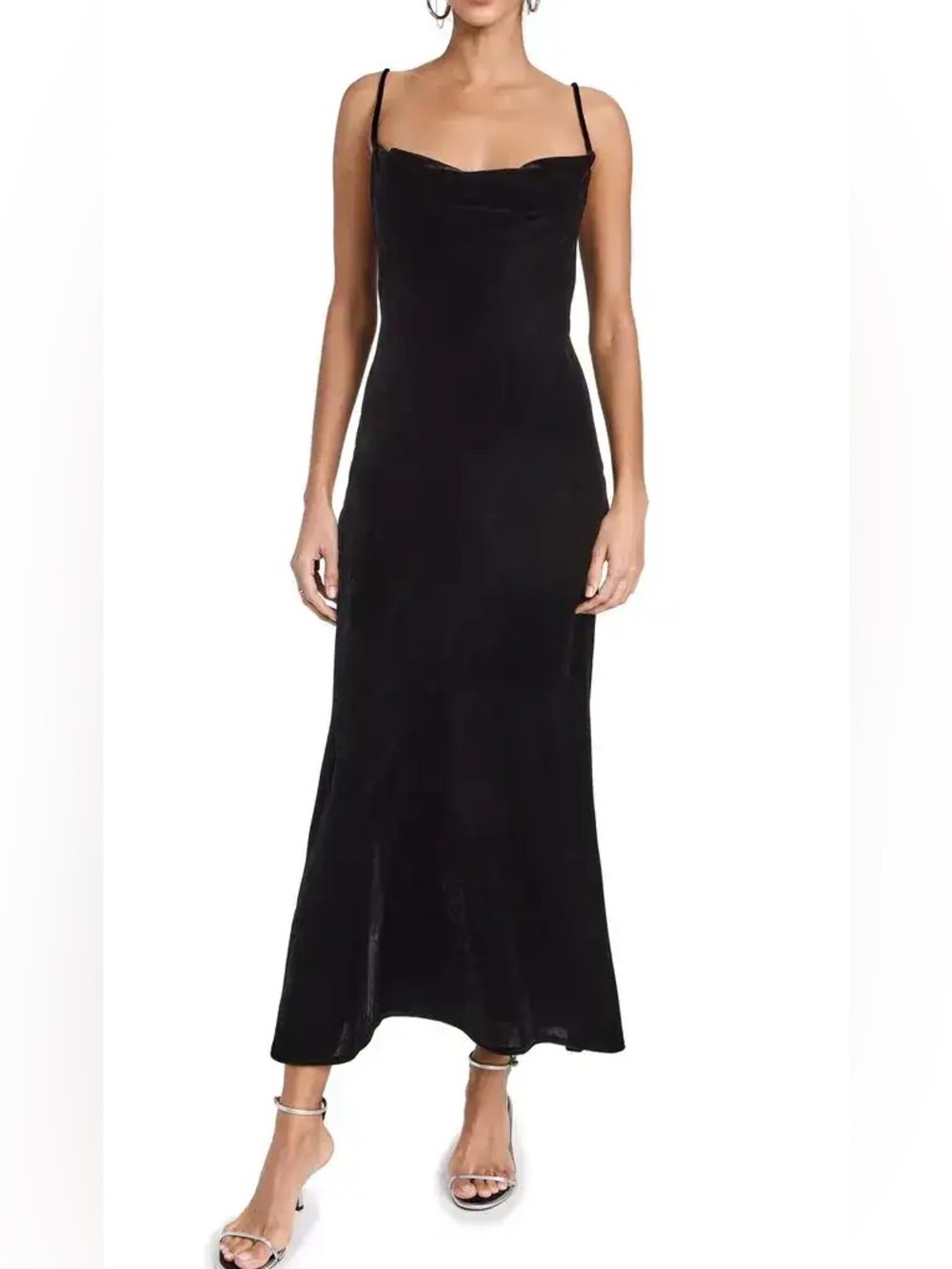 Black Size 4 Lightweight Velvet Tie Back Long Cocktail Party Dress